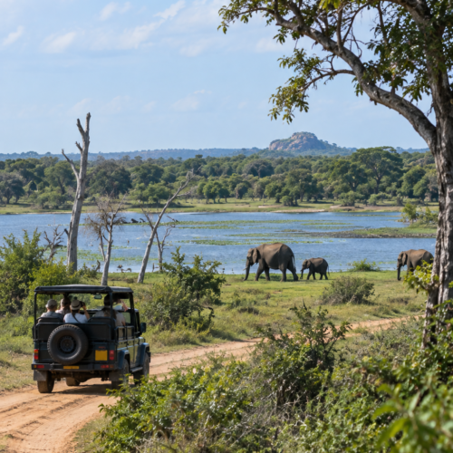 Sri Lankan elephant Safari in the wild