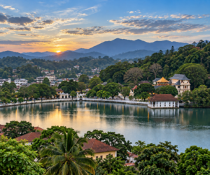 Kandy Lake and surrounding hills Sri Lanka