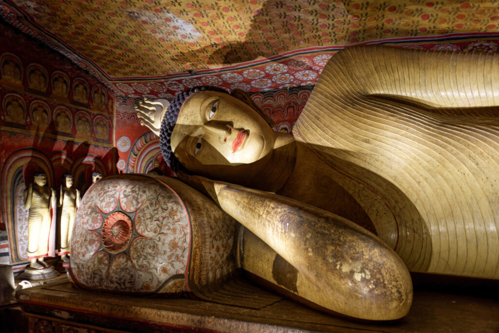 Buddhist statues inside Dambulla Cave Temple