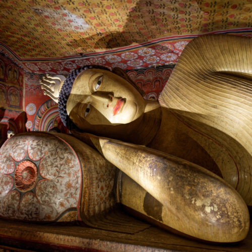 Buddhist statues inside Dambulla Cave Temple