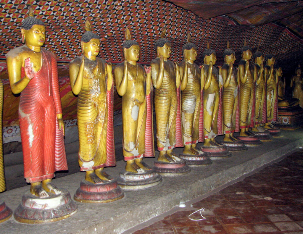 Buddhist statues inside Dambulla Cave Temple