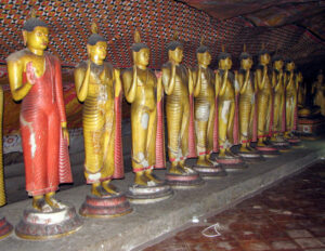 Buddhist statues inside Dambulla Cave Temple