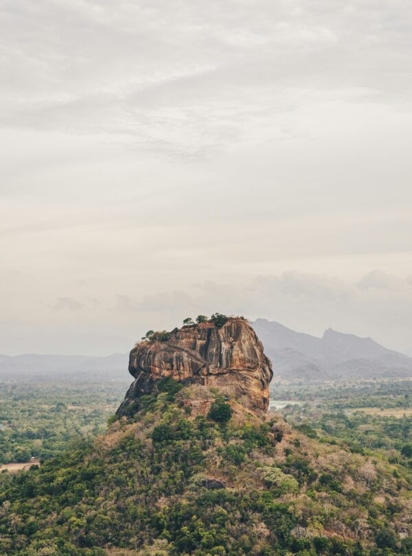 Sigiriya Rock Fortress surrounded by greenery