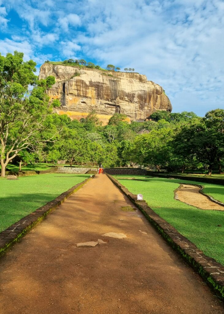 Sigiriya Rock Fortress surrounded by greenery